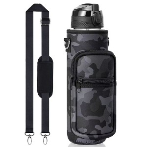 BABYYER Water Bottle Carrier Bag, 25oz 32oz Crossbody Water Bottle Holder with Adjustable Shoulder Strap, Phone Pocket for Hiking Camping Gym - 1 of 4