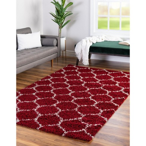 Unique Loom Trellis Shag Ruby Trellis Indoor Woven Area Rug : Target