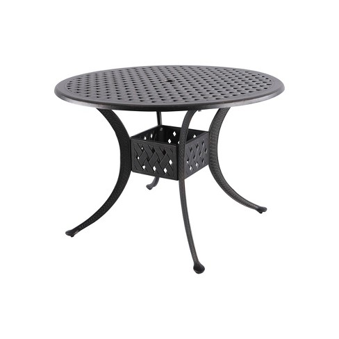 42 Cast Aluminum Round Patio Dining Table Black Wood Blue Nuu Garden Target - 48 In Round Wrought Iron Patio Dining Table