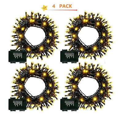 WOPET 4 Pack Christmas Fairy Lights - Warm White LED String Lights with 8 Modes, Battery Operated, Waterproof for Indoor/Outdoor Use