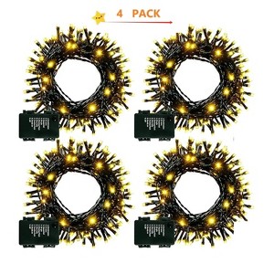 WOPET 4 Pack Christmas Fairy Lights - Warm White LED String Lights with 8 Modes, Battery Operated, Waterproof for Indoor/Outdoor Use - 1 of 1