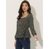 Allegra K Women's Floral Long Sleeve Sweetheart Neck Peplum Blouse with Belt - 3 of 4