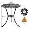 Black Round Patio Bistro Table with Antique Tulip Design, 23.6-Inch Cast Aluminum Outdoor Table with Umbrella Hole for Porch, Balcony, Poolside - 2 of 4