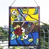Chloe Lighting Rose Floral-Style Black Finish Stained Glass Window Panel 24" - 3 of 4