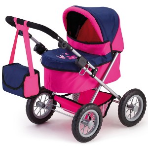 Bayer: Trendy Pram - Blue, Hot Pink, Butterfly - Includes Shoulder Bag, Fits Dolls Up to 18", Adjustable Handle, Kids Pretend Play - 1 of 4