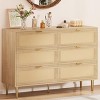 Natural Rattan 6-Drawer Dresser with Gold Legs - Wide Double Dresser with Anti-Tip for Bedroom - 3 of 4