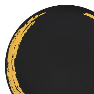Smarty Had A Party 10.25" Black w/ Gold Moonlight Plastic Dinner Plates - 120 pcs - 1 of 4