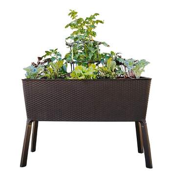 Polymer Outdoor Products 19.5" L x 44.5" W x 29.75" H Weather-Proof Elevated Garden Bed with Drainage Hole and Support Straps, Brown