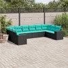 vidaXL 10-Piece Black Poly Rattan Patio Sofa Set with Cushions – Modular Garden Lounge Furniture for Outdoor, Terrace, Backyard - 2 of 4