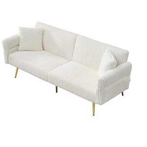 NicBex 79 Inch Corduroy Convertible Sofa Bed with Folding Armrests for Office,Living Room,Apartment,White - 1 of 4