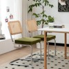 FONTOI Dining Chairs Set of 2, Rattan Side Accent Chairs with Chrome Legs, Upholstered Dining Chairs for Kitchen, Olive Green, 17.5"*33.1"*20.9" - 2 of 4