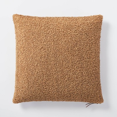 Woven Boucle Square Throw Pillow with Exposed Zipper Black - Threshold™