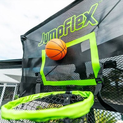 JumpFlex Black and Green Flexible Trampoline Basketball Hoop