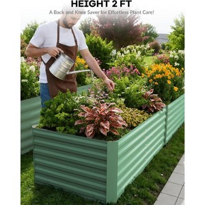 8x4x2ft Galvanized Metal Raised Garden Bed Outdoor, Deep Square Planter Box for Vegetables, Flowers, Herbs, and Succulents, 269 Gallon Capacity - 1 of 4