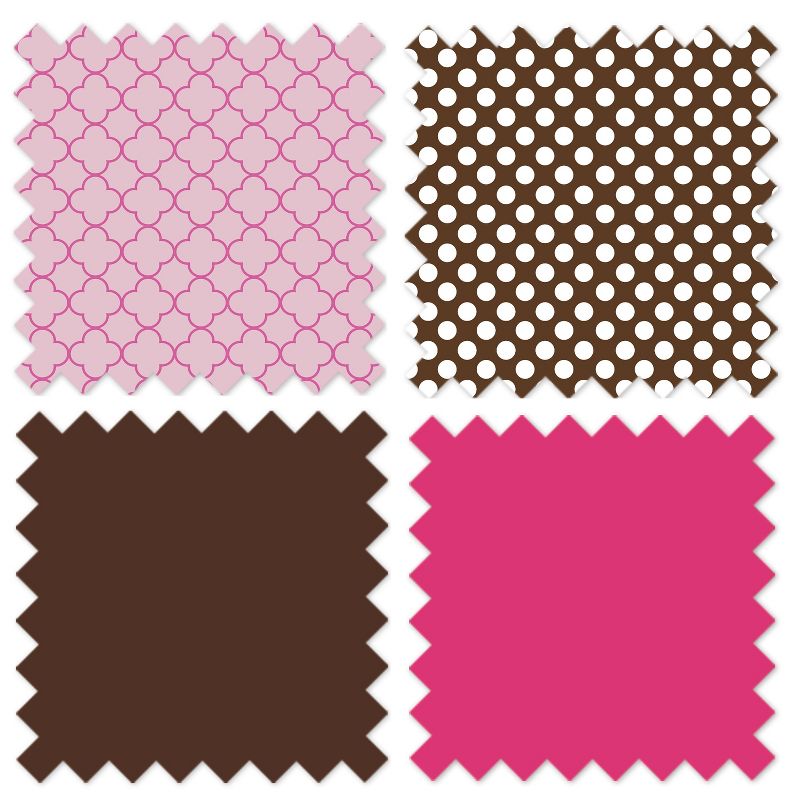 Bacati - Buttefly Pink Chocolate 6 pc Crib Bedding Set with Long Rail Guard Cover, 3 of 12