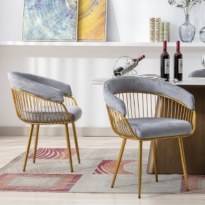 DYHOME Modern Mid Century Dining Chair, Upholstered Velvet Dining Room Chairs with Metal Legs for Makeup/Living Room (Set of 2) - 1 of 4