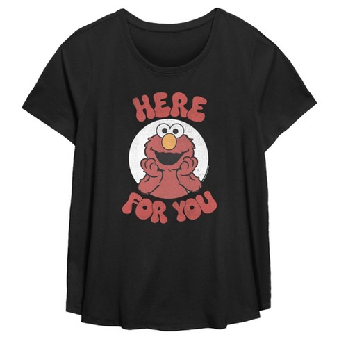 Women's Sesame Street Elmo Here For You T-shirt - Black - 3x : Target
