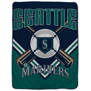 MLB Seattle Mariners On Deck Ultra Cozy Blanket: Sports Team Logo Plush Throw - 1 of 3