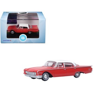 1960 Ford Fairlane Sedan 500 Monte Carlo Red with Corinthian White Top and Interior1/87 (HO) Diecast Model Car by Oxford Diecast - 1 of 4