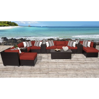 14pc Patio Sectional Seating Set with Cushions - Terracotta - TK Classics