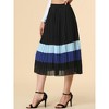 Allegra K Women's Elastic Waist Color Block A-Line Midi Pleated Chiffon Skirt - 4 of 4