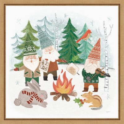Amanti Art Woodland Gnomes II by Mary Urban Canvas Wall Art Print Framed 16 x 16-in.