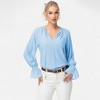 Anna-Kaci Women's Long Sleeve Blouse with Flounce Cuffs and Ruffle Trim Tie Neck Design - 3 of 4