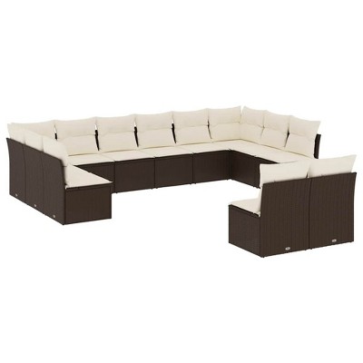 vidaXL Garden Sofa Set Brown, Cream White