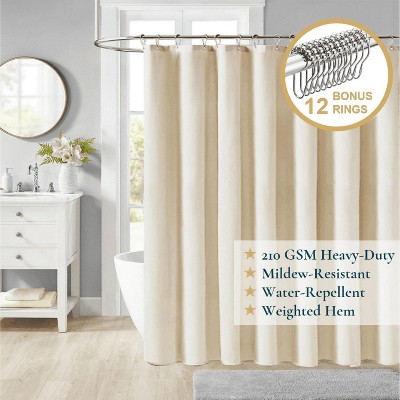LunaLulinlk Fabric Shower Curtain with Hooks