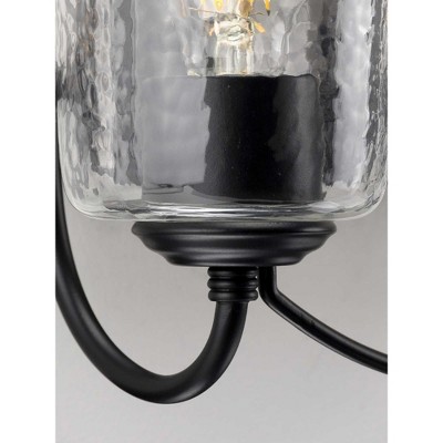 Black Steel Two-Light Dimmable Bath Light with Clear Glass Shades
