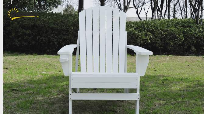 Outsunny Wooden Adirondack Chair Outdoor Classic Lounge Chair with Ergonomic Design & a Built-In Cup Holder for Patio Deck Backyard Fire Pit, 2 of 12, play video