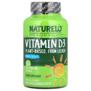 NATURELO Vitamin D3, 62.5 mcg (2,500 IU), 180 Easy Swallow Capsules - 1 of 2