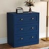 Heynemo 3-Drawer Nightstand, Spacious Bedside Table with Gold Round Knobs, Modern Wooden End Table, Accent Chest of Drawers for Bedroom - 2 of 4