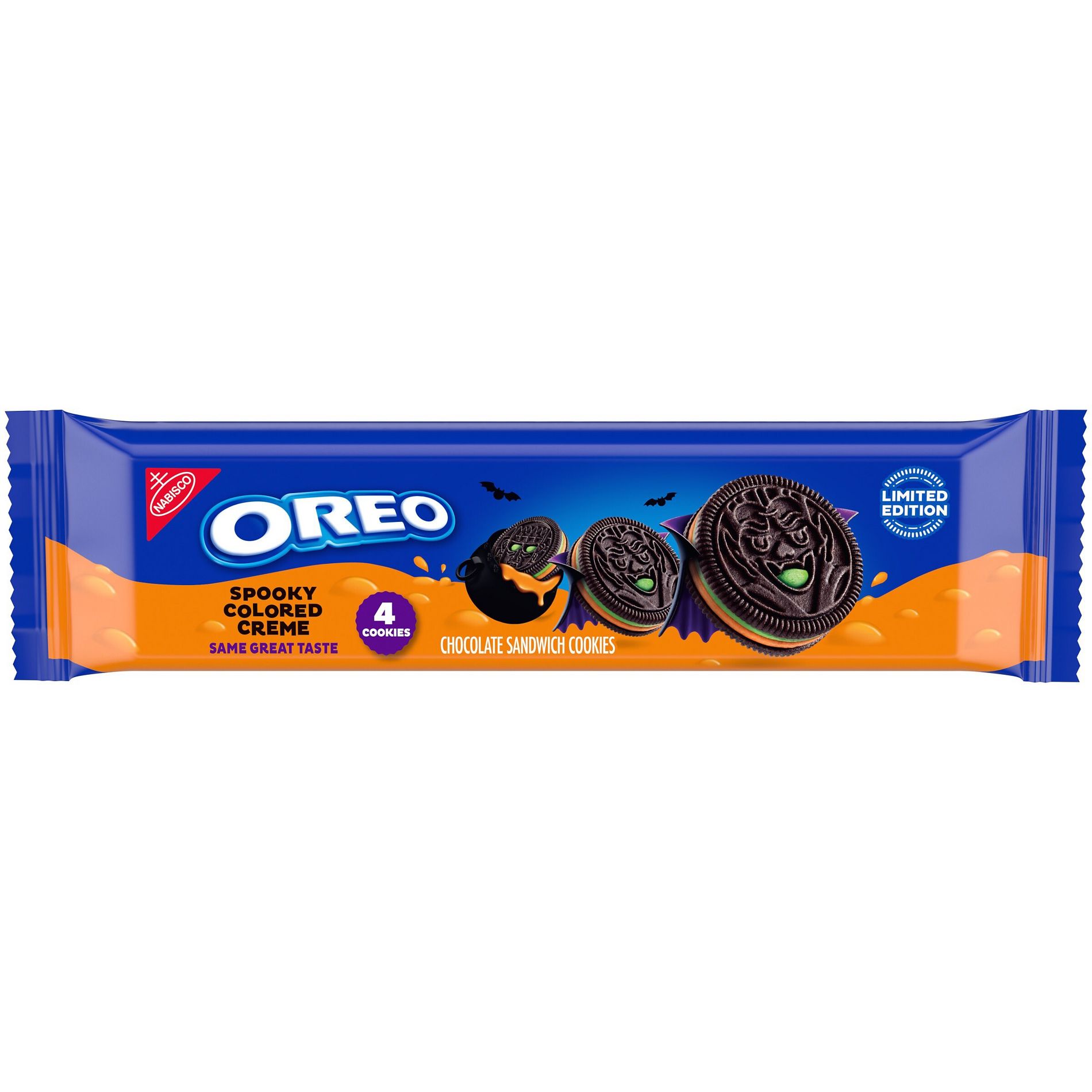Oreo Halloween Green and Orange Creme Chocolate Sandwich Cookies King Size - 2.04oz