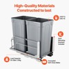 VEVOR Pull-Out Trash Can, 27 QT x2 Double Under Mount Kitchen Waste Container, Heavy Duty Garbage Recycling Bin, Gray - 4 of 4