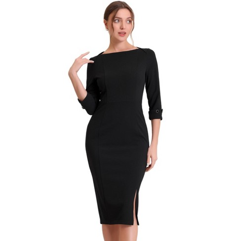 Black boat neck midi dress sale