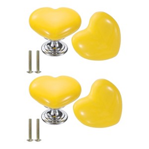 Unique Bargains Heart-Shaped Ceramic Drawer Knobs with Screw for Cupboard 4 Pcs - 1 of 4