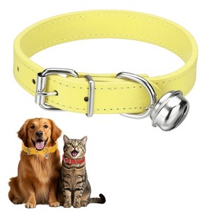 Unique Bargains Dog Collar with Bell Adjustable Buckle PU Leather Dog Collars - 1 of 4