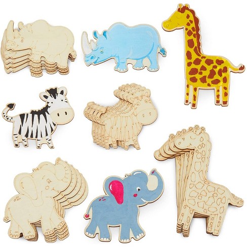 Bright Creations 24 Pack Unfinished Wood Cutouts For Kids Arts And Crafts,  Zoo Animals,(4 Sizes) : Target