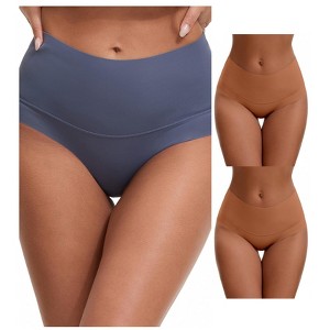 INSPIRE CHIC Women's High Waist Tummy Control Full Coverage Briefs Breathable Panties 3 Packs - 1 of 4
