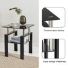 Lirago Tempered Black Glass Sofa Table-2-Layer Storage End Table with Modern Waterfall Edge 17.72"Wx17.72"Lx20.48"H - 4 of 4