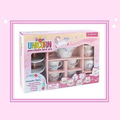 Unicorn Porcelain Tea Set with Pink Ceramic Cups, 13 Pieces