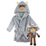 Hudson Baby Infant Boy Plush Bathrobe and Toy Set, Winter Moose, One Size