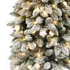 LuxenHome 7Ft Pre-Lit Flocked Pencil Artificial Christmas Tree with Metal Base Green - 3 of 4