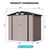 Aoxun 6x4 FT Metal Storage Shed Lockable Outdoor Tool & Bike Shed with Sloped Roof for Backyard, Patio, Poolside (Brown) - 2 of 4