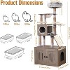 2-in-1 Cat Tower with Multiple Platforms, 66.9in Tall Hidden Washroom Litter Box Enclosure with Cat Tree, Wooden Cat Condo with Scratching Post, Gray - 2 of 4