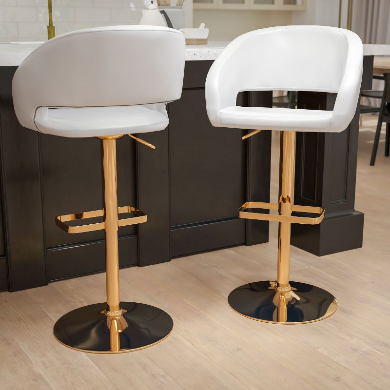 Emma and Oliver Modern Vinyl Adjustable Height Barstool with Horizontal Stitch Back, Set of 2, 3 of 14
