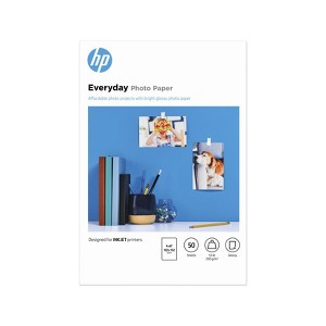 HP Inc. Everyday Photo Paper, Glossy, 52 lb, 4 x 6 in. (101 x 152 mm), 50 sheets CR758A - 1 of 4