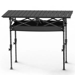 Racxily Portable Folding Camping Table W/ Adjustable Height, Rustproof Carbon Steel Foldable Roll-Up Camping Table for Picnic Camping Hiking - 1 of 4