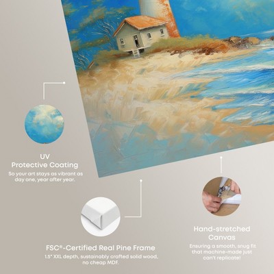 Lighthouse Sunrise Coastal Wrapped Canvas Wall Art, 12" x 12"